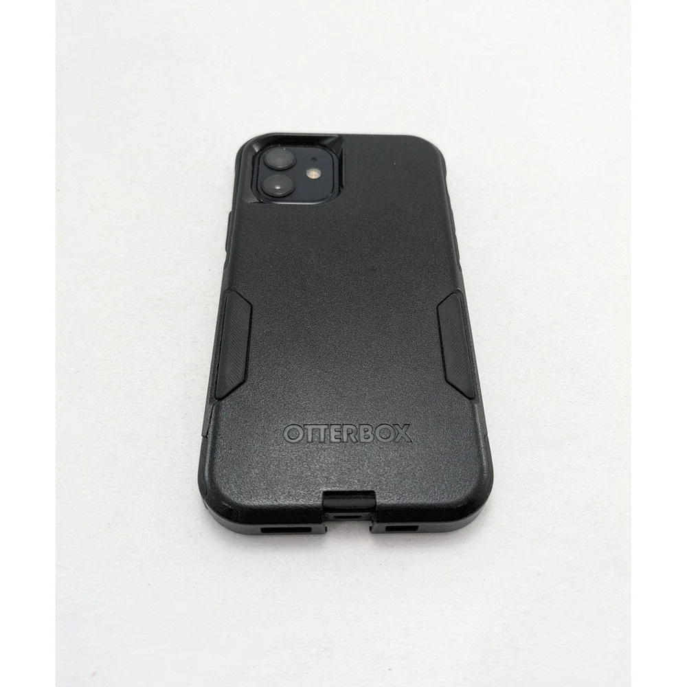 Apple iPhone 12 Black Unlocked Phone Otterbox Case CRACKED SCREEN 87% Battery
